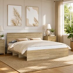 Sturdy Bed Frame 180 x 200 cm with Headboard for Modern Rooms