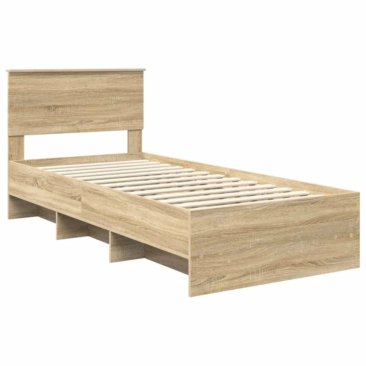 Brown Engineered Wood Bed Frame with Headboard 90 x 200 cm