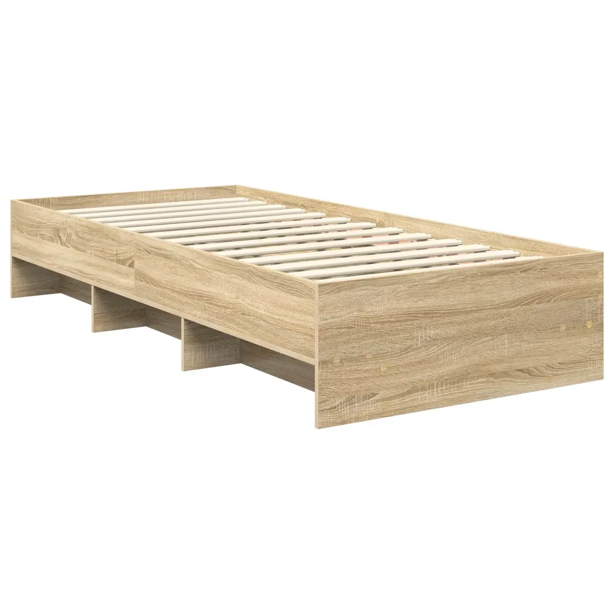 Brown Engineered Wood Bed Frame with Headboard 90 x 200 cm