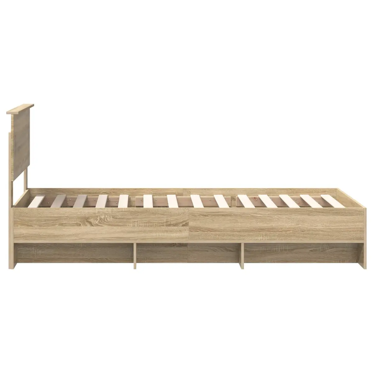 Brown Engineered Wood Bed Frame with Headboard 90 x 200 cm