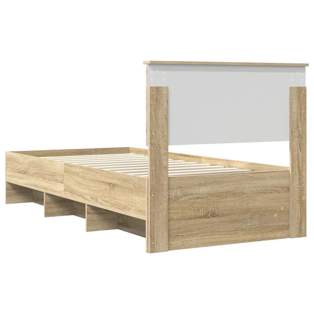Brown Engineered Wood Bed Frame with Headboard 90 x 200 cm