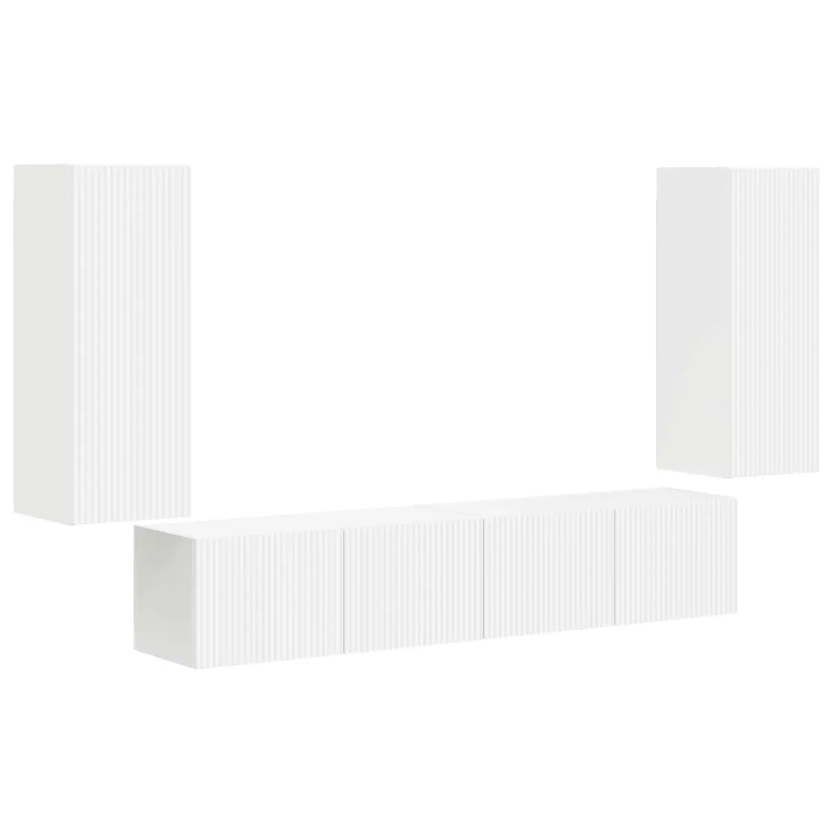 4-Piece White Modern TV Wall Cabinet Set