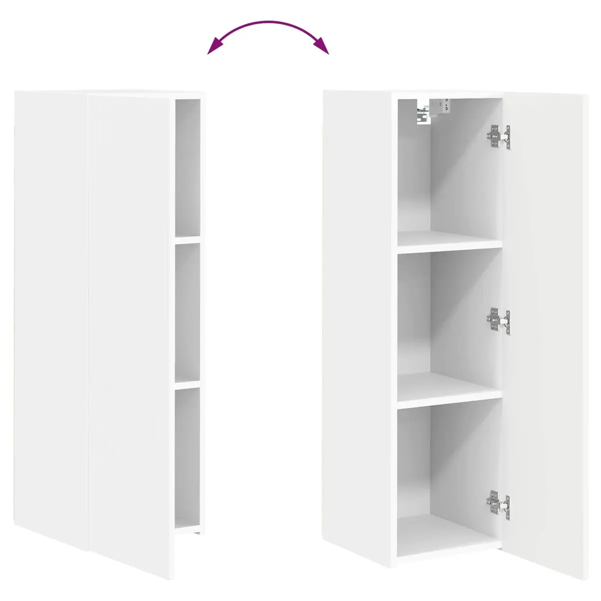 TV Wall Cabinet Set 4 Pcs White Wall-Mounted Storage Entertainment Media Unit