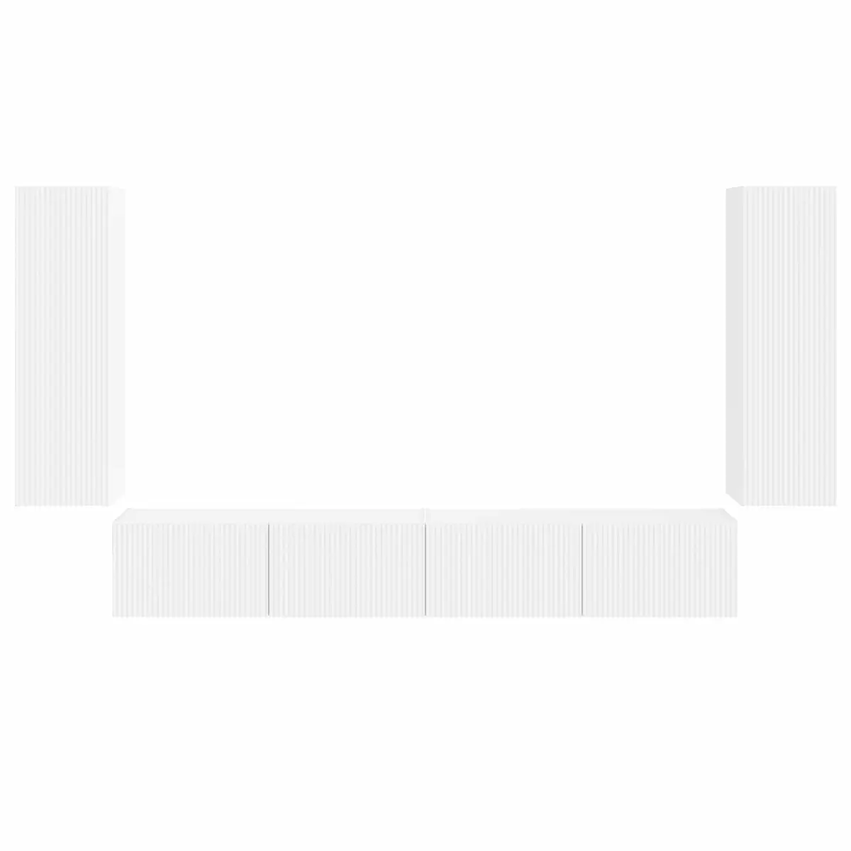 TV Wall Cabinet Set 4 Pcs White Wall-Mounted Storage Entertainment Media Unit