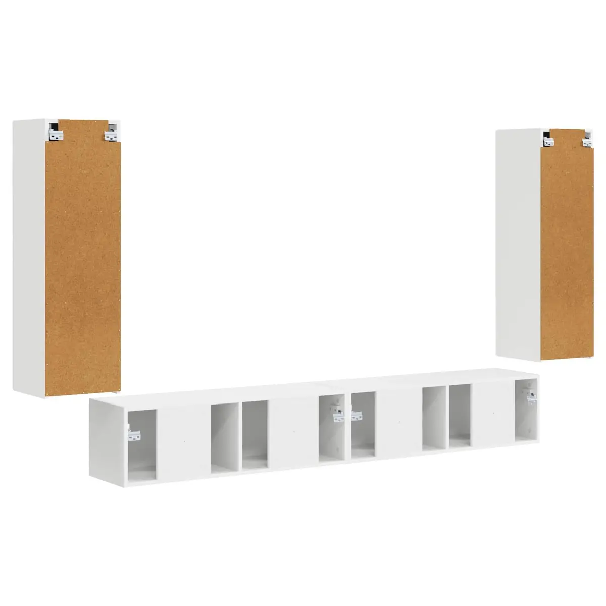 TV Wall Cabinet Set 4 Pcs White Wall-Mounted Storage Entertainment Media Unit