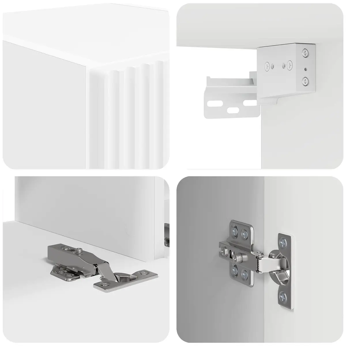 TV Wall Cabinet Set 4 Pcs White Wall-Mounted Storage Entertainment Media Unit