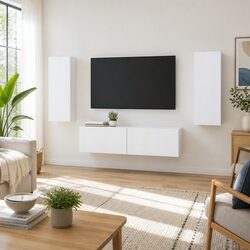 Stylish White Wall-mounted TV Cabinet Set for Modern Spaces