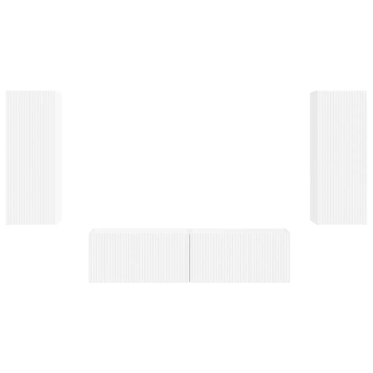 Wall-mounted TV Cabinet Set Engineered Wood White 2 Pieces