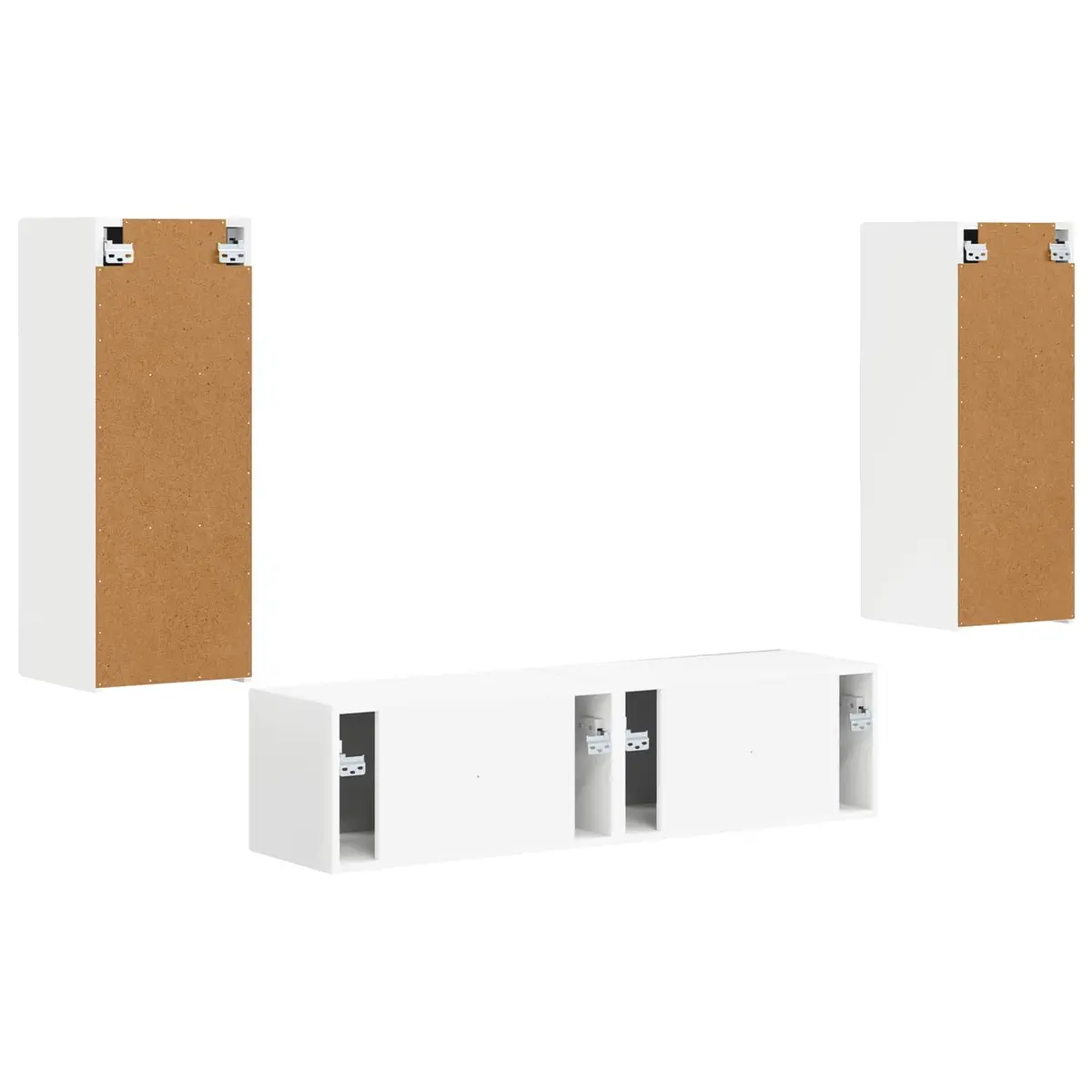 Wall-mounted TV Cabinet Set Engineered Wood White 2 Pieces