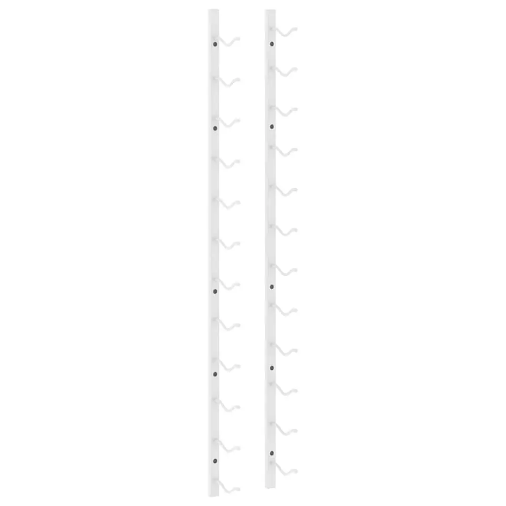 Wall Mounted Wine Rack Iron 12 Bottle Storage White