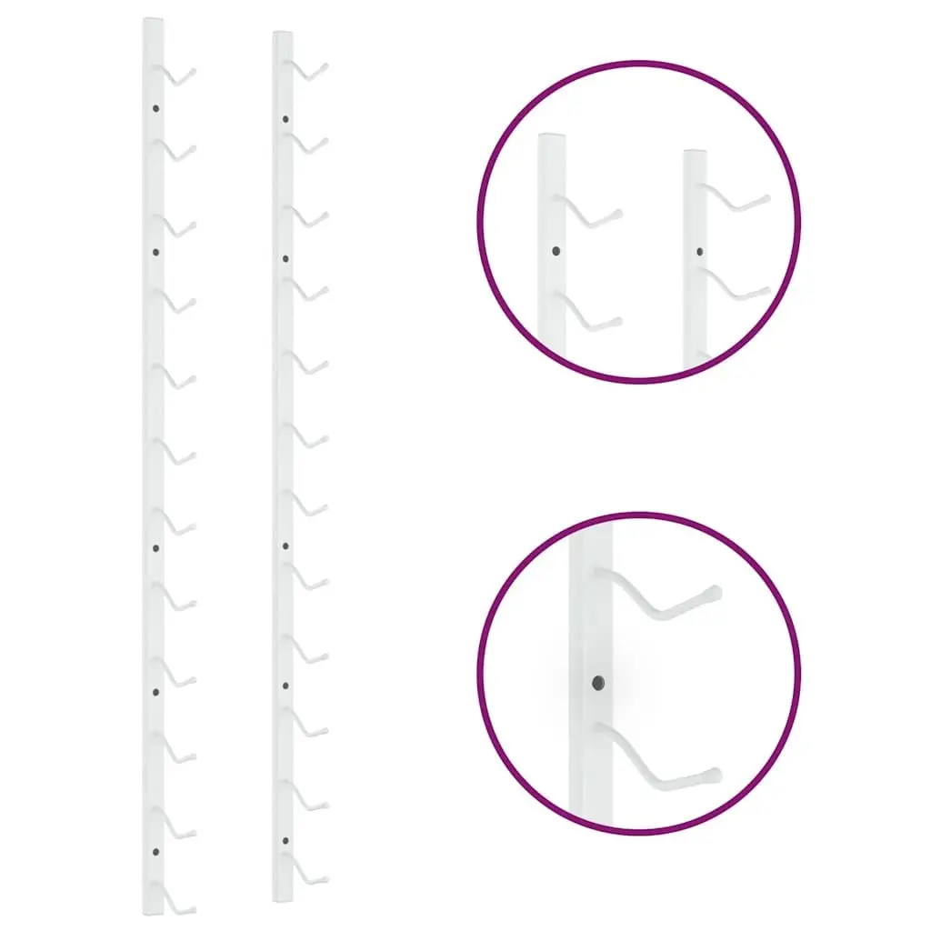Wall Mounted Wine Rack Iron 12 Bottle Storage White