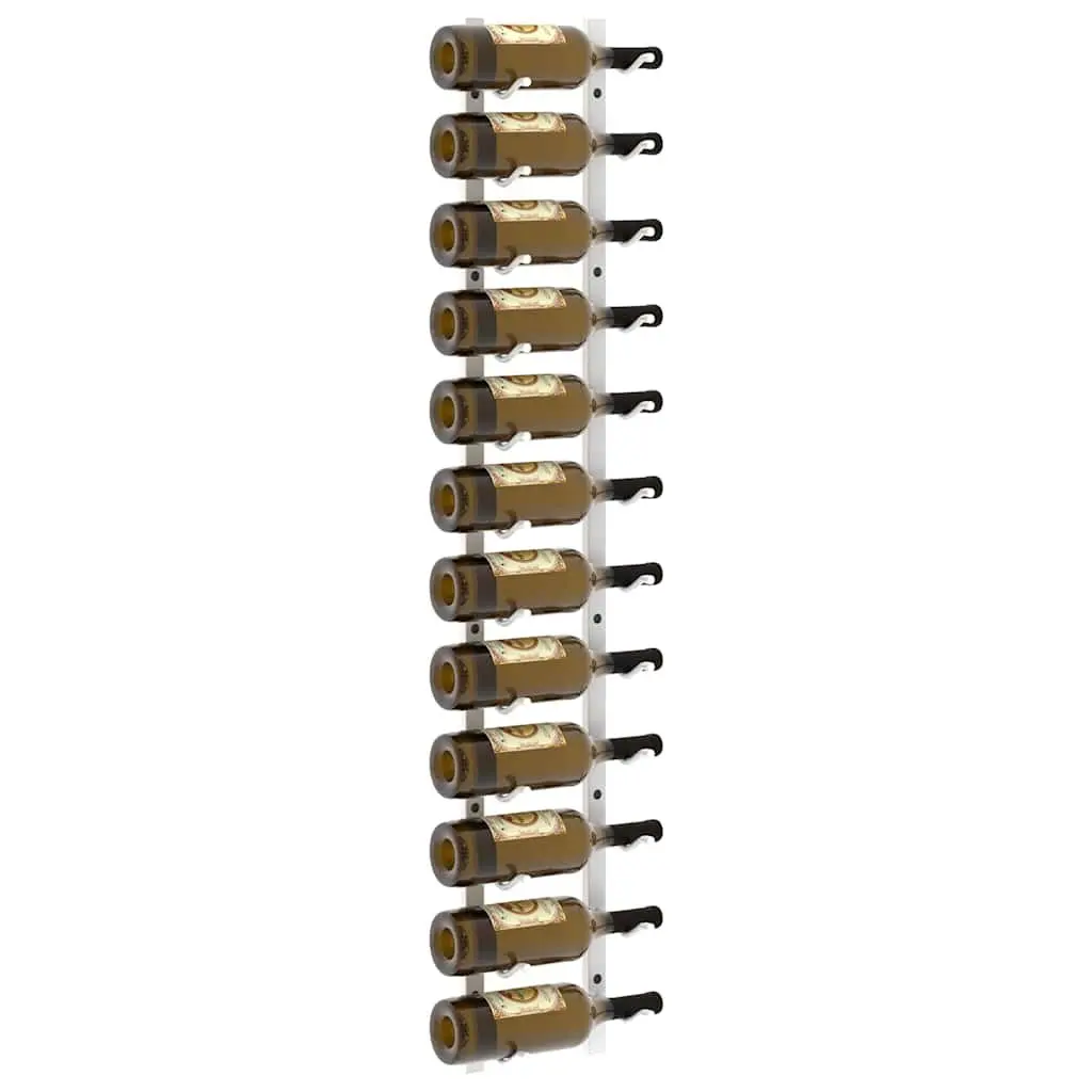 Wall Mounted Wine Rack Iron 12 Bottle Storage White