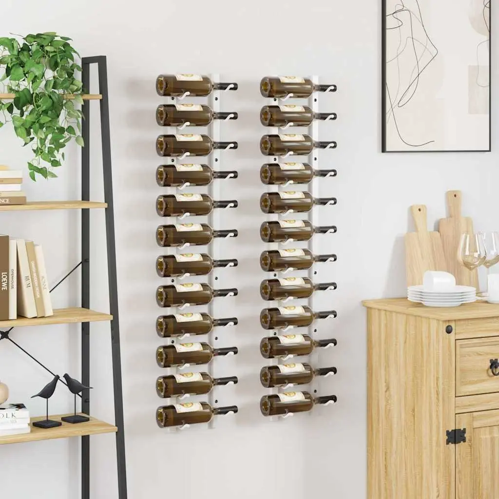 White Iron Wall Mounted Wine Rack Set for 12 Bottles