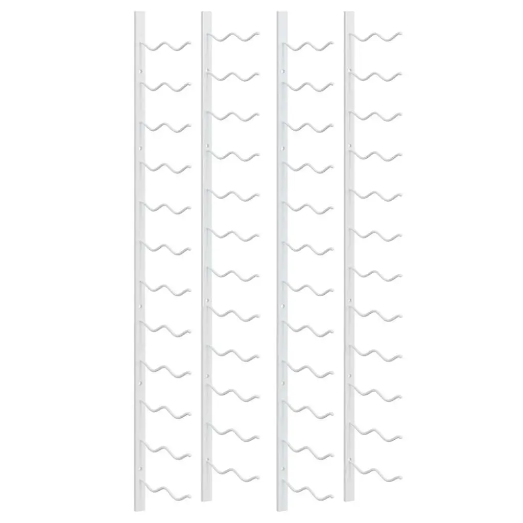 Wall Mounted Wine Rack for 24 Bottles White Iron Storage Organiser Set 2 pcs