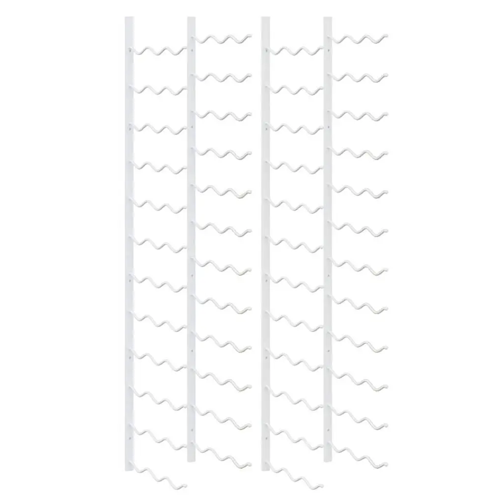 Wall Mounted Wine Rack 36 Bottles Storage White Iron Organizer Set 2 pcs