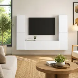 Stylish 6-Piece White TV Cabinet Set for Modern Spaces