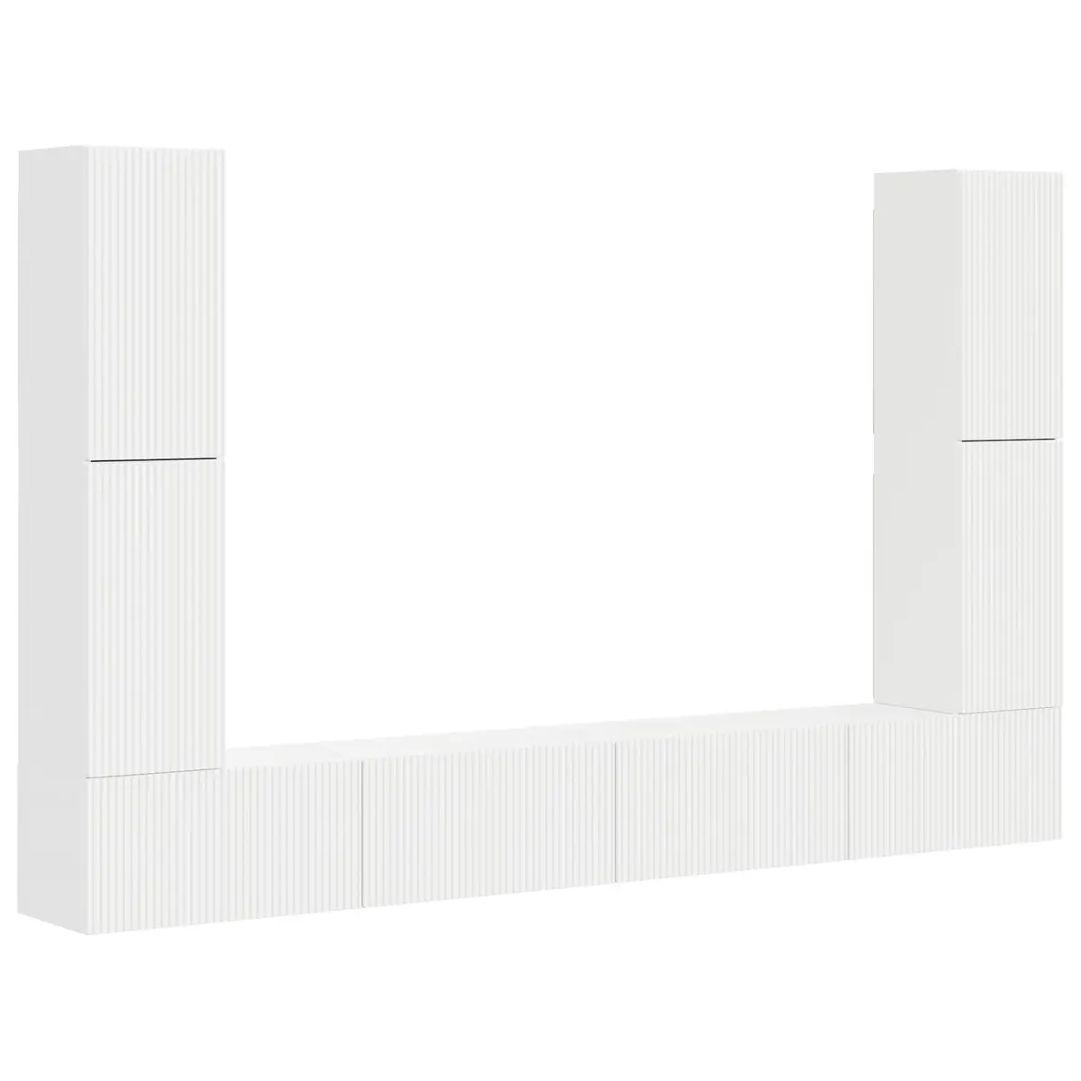 8-Piece White Engineered Wood TV Cabinet Set