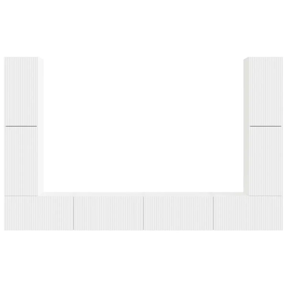 8-Piece White Engineered Wood TV Cabinet Set