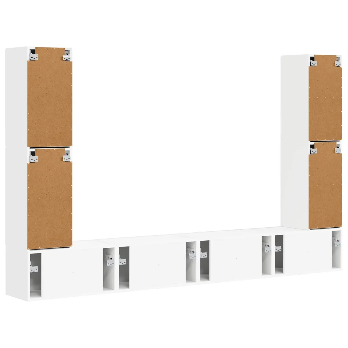 8-Piece White Engineered Wood TV Cabinet Set