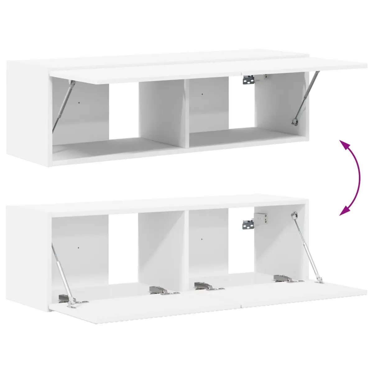 White Wall-Mounted TV Cabinet with 8 Storage Units