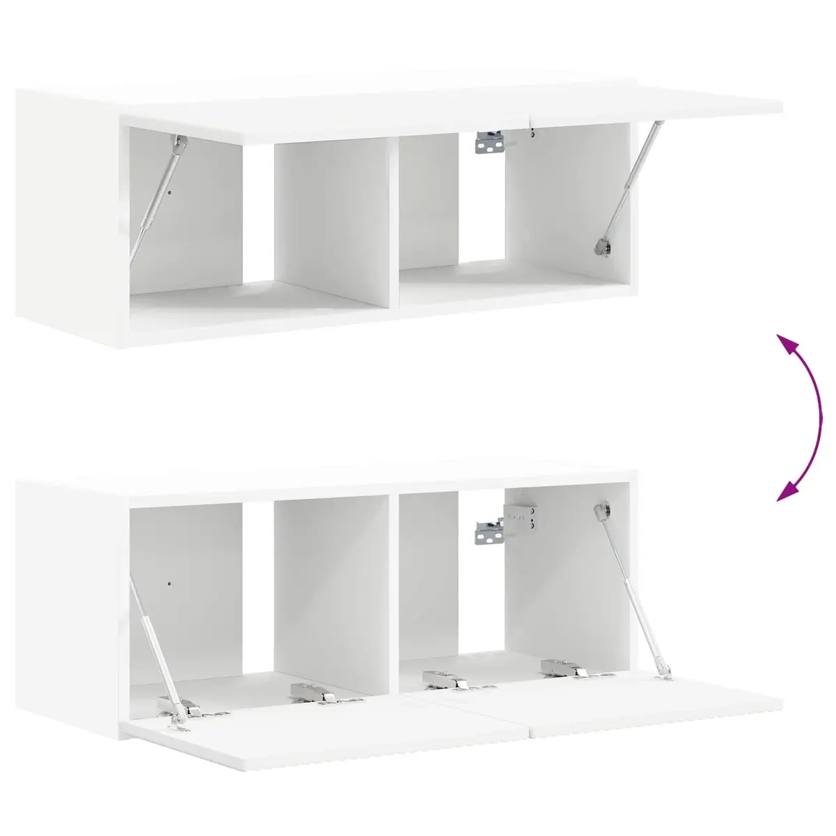 White Wall-Mounted TV Cabinet with 8 Storage Units