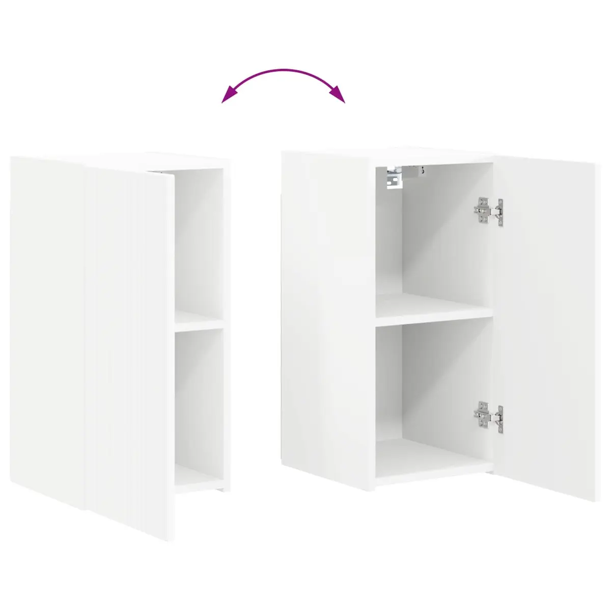 White Wall-Mounted TV Cabinet with 8 Storage Units