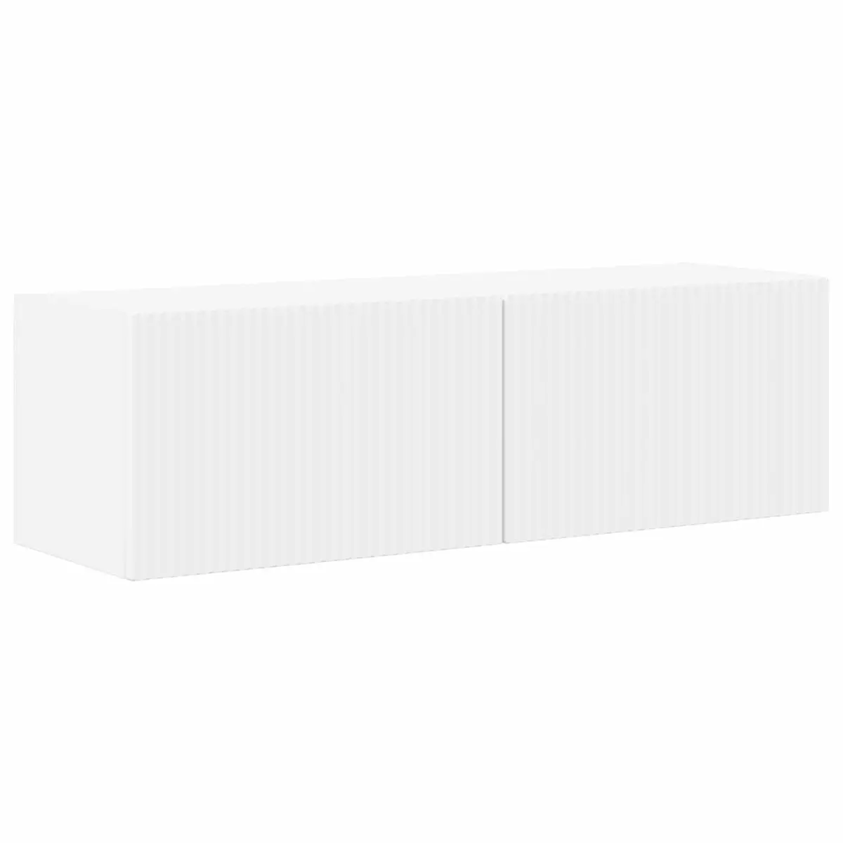 White Wall-Mounted TV Cabinet with 8 Storage Units
