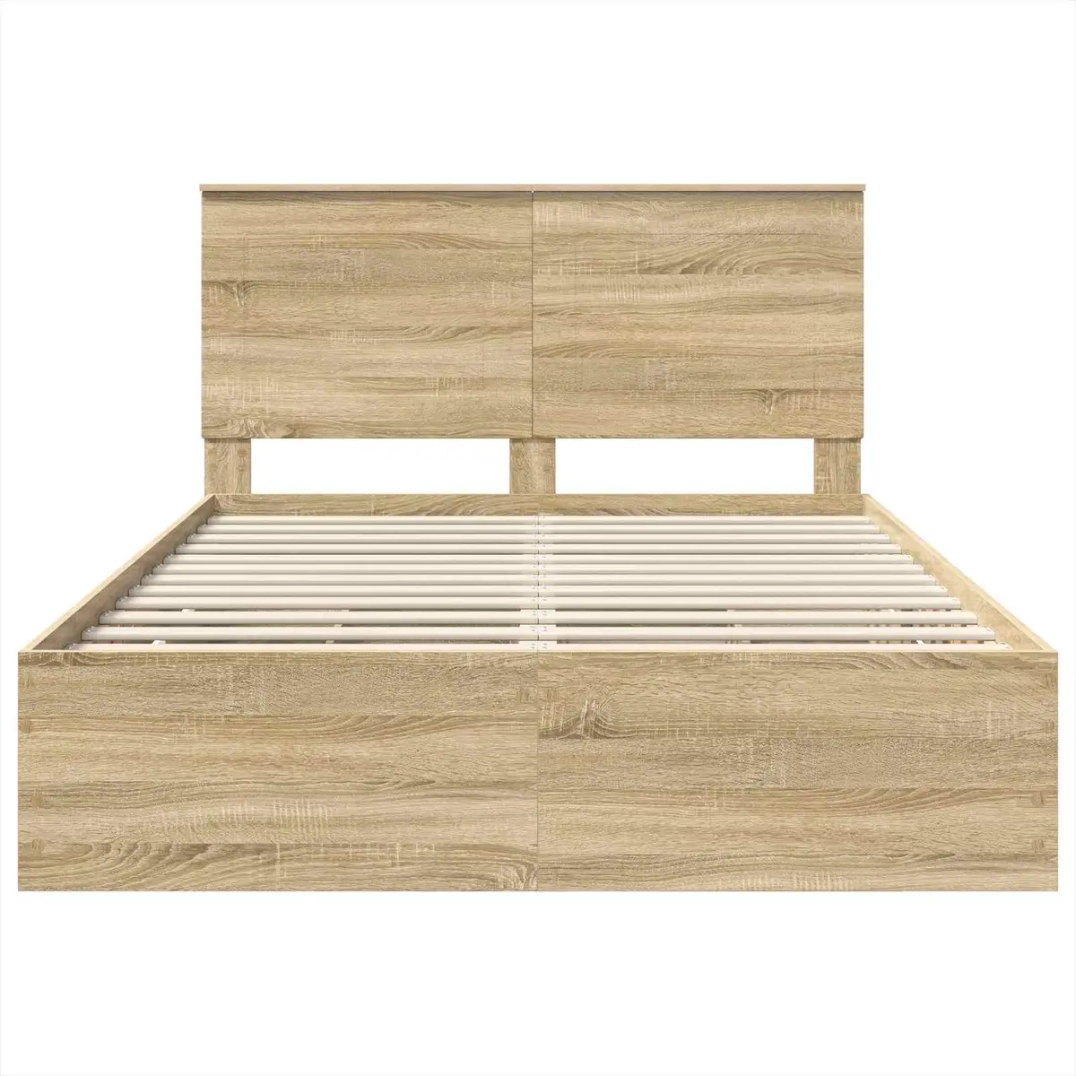 Bed Frame with Storage Drawers in Brown Finish