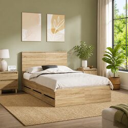 Sonoma Oak Bed Frame with Storage Drawer, 135 x 190 cm