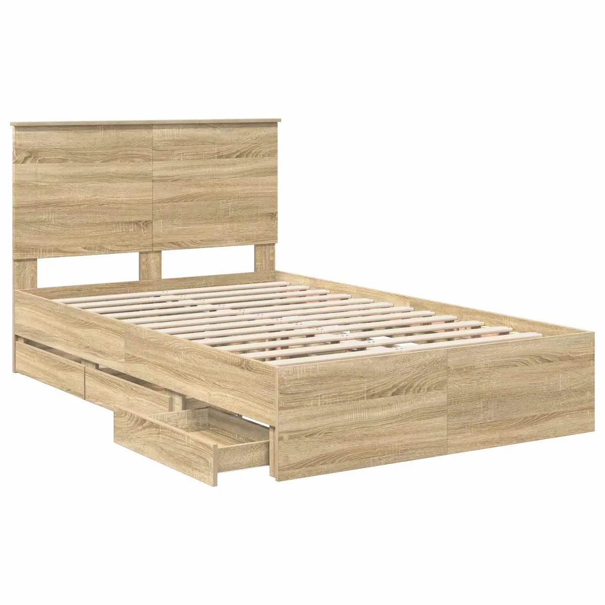 Bed Frame Engineered Wood 135 x 190 cm Sonoma Oak Modern