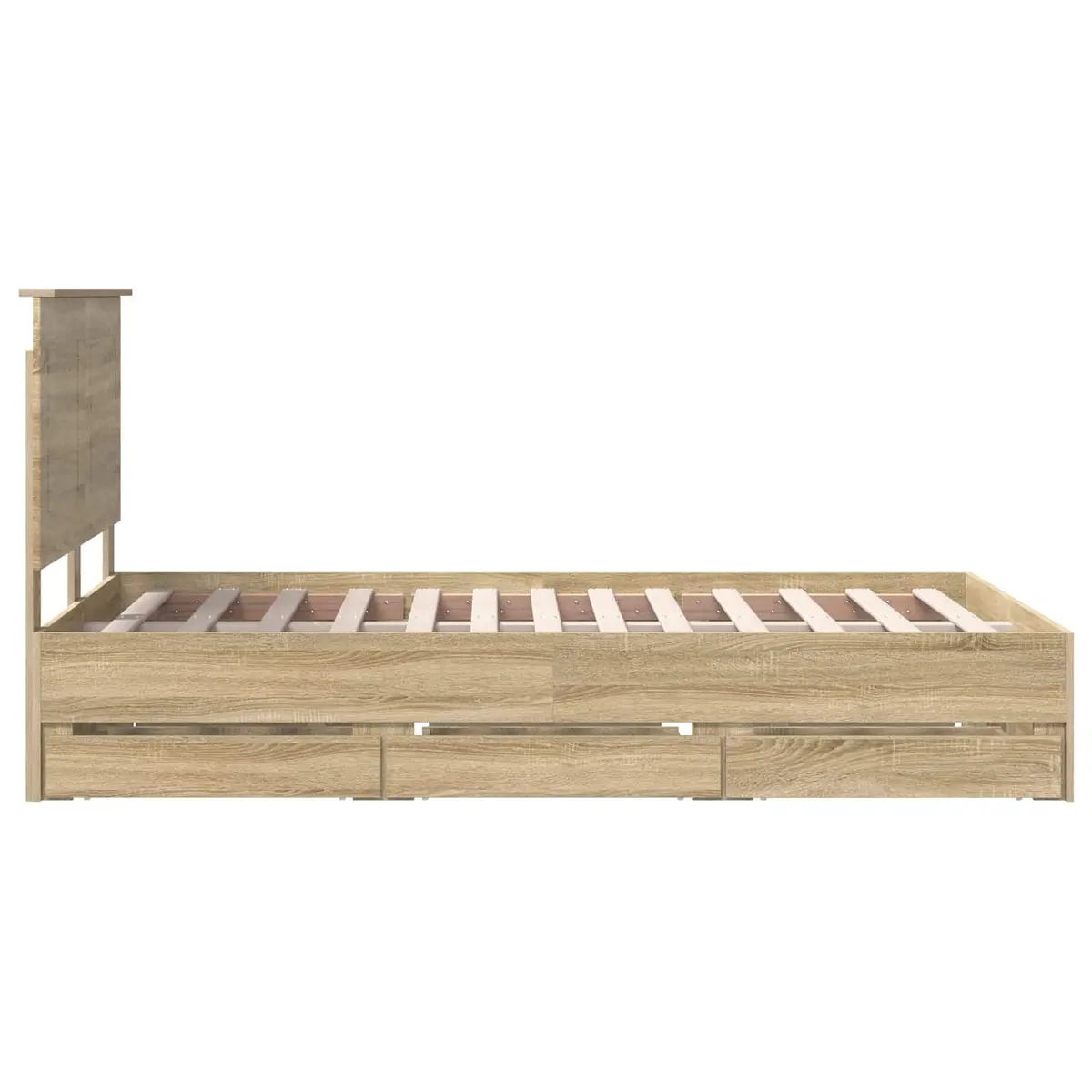 Bed Frame Engineered Wood 135 x 190 cm Sonoma Oak Modern