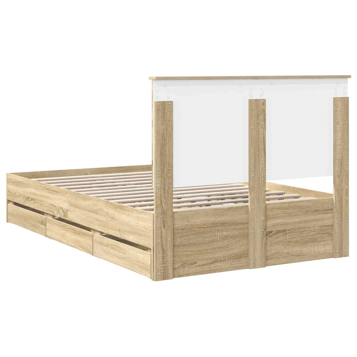 Bed Frame Engineered Wood 135 x 190 cm Sonoma Oak Modern