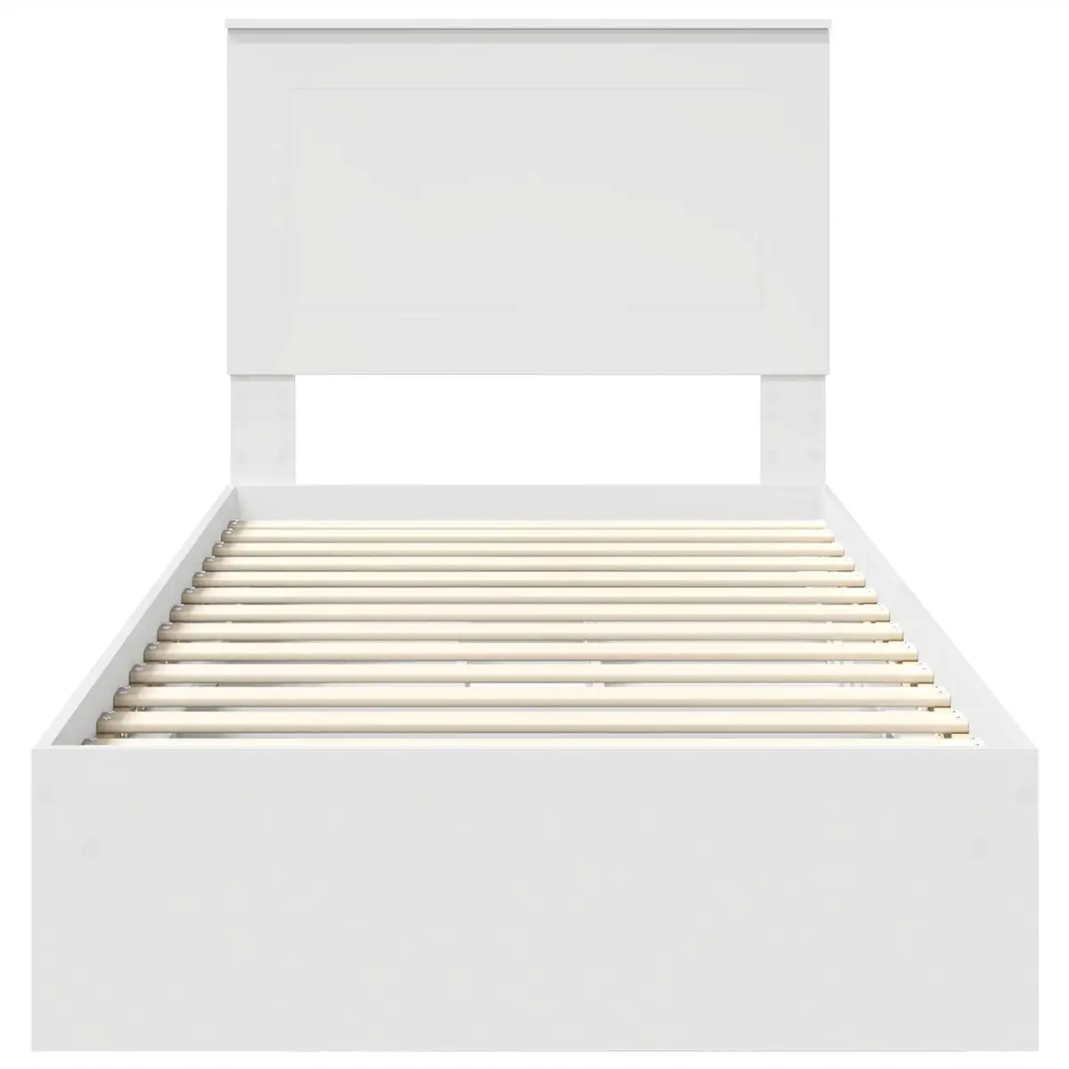 White Storage Bed Frame with Headboard 90 x 190 cm