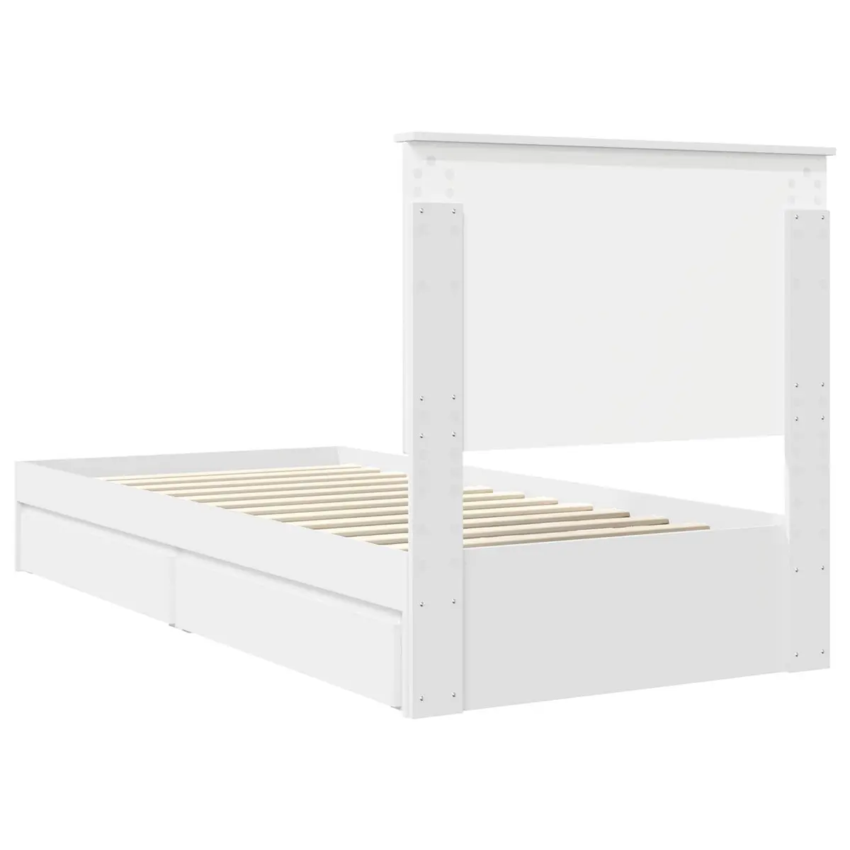White Storage Bed Frame with Headboard 90 x 190 cm