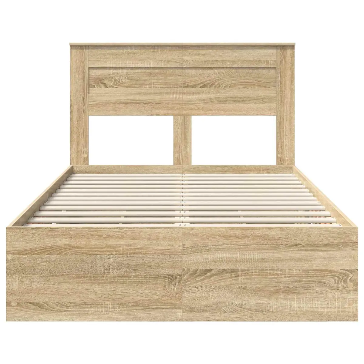 Bed Frame Engineered Wood 135 x 190 cm Brown Sonoma Oak with Storage Drawer