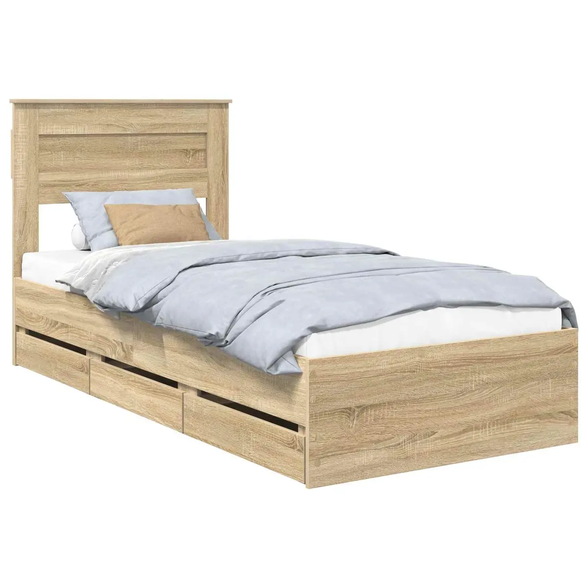 Bed Frame Engineered Wood 90 x 190 cm Sonoma Oak Modern