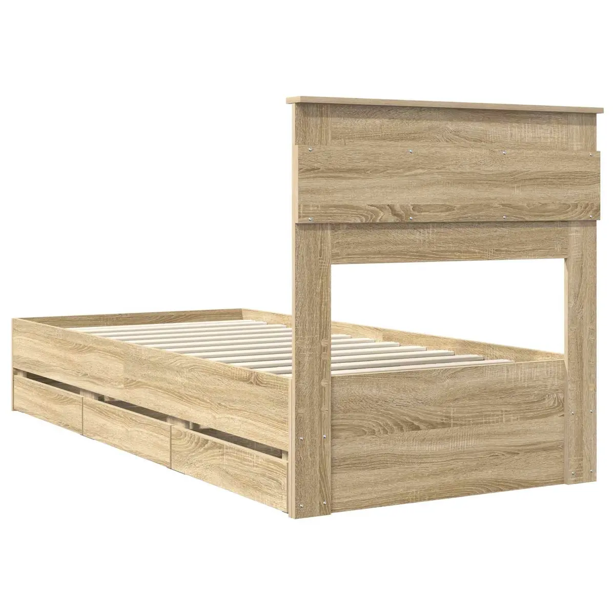 Bed Frame Engineered Wood 90 x 190 cm Sonoma Oak Modern