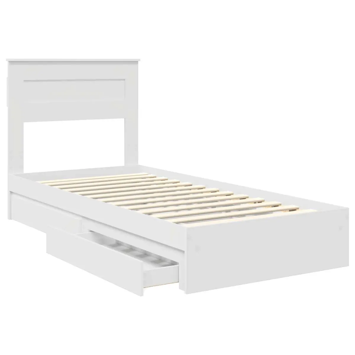 White Storage Bed Frame with Headboard 90 x 190 cm