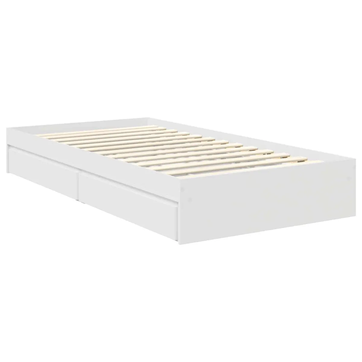 White Storage Bed Frame with Headboard 90 x 190 cm