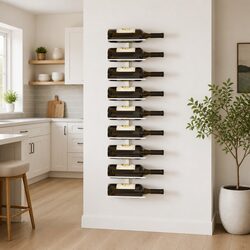 Wall-mounted Wine Rack 9 Bottle Holder Modern Kitchen Storage White Iron