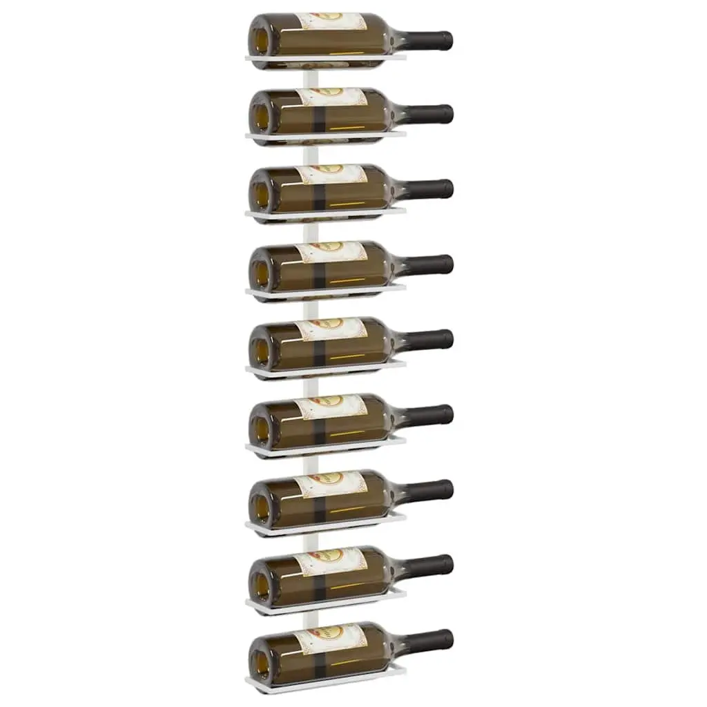 Wall-Mounted Wine Rack for 9 Bottles in White