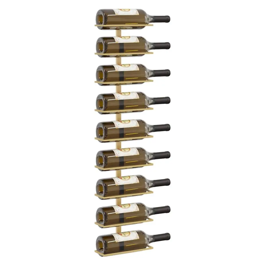 Gold Iron Wall-mounted Wine Rack for 9 Bottles