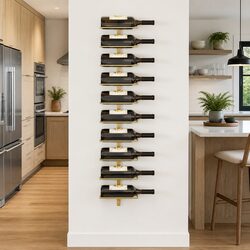 Gold Metal Wall-mounted Wine Rack for 10 Bottles