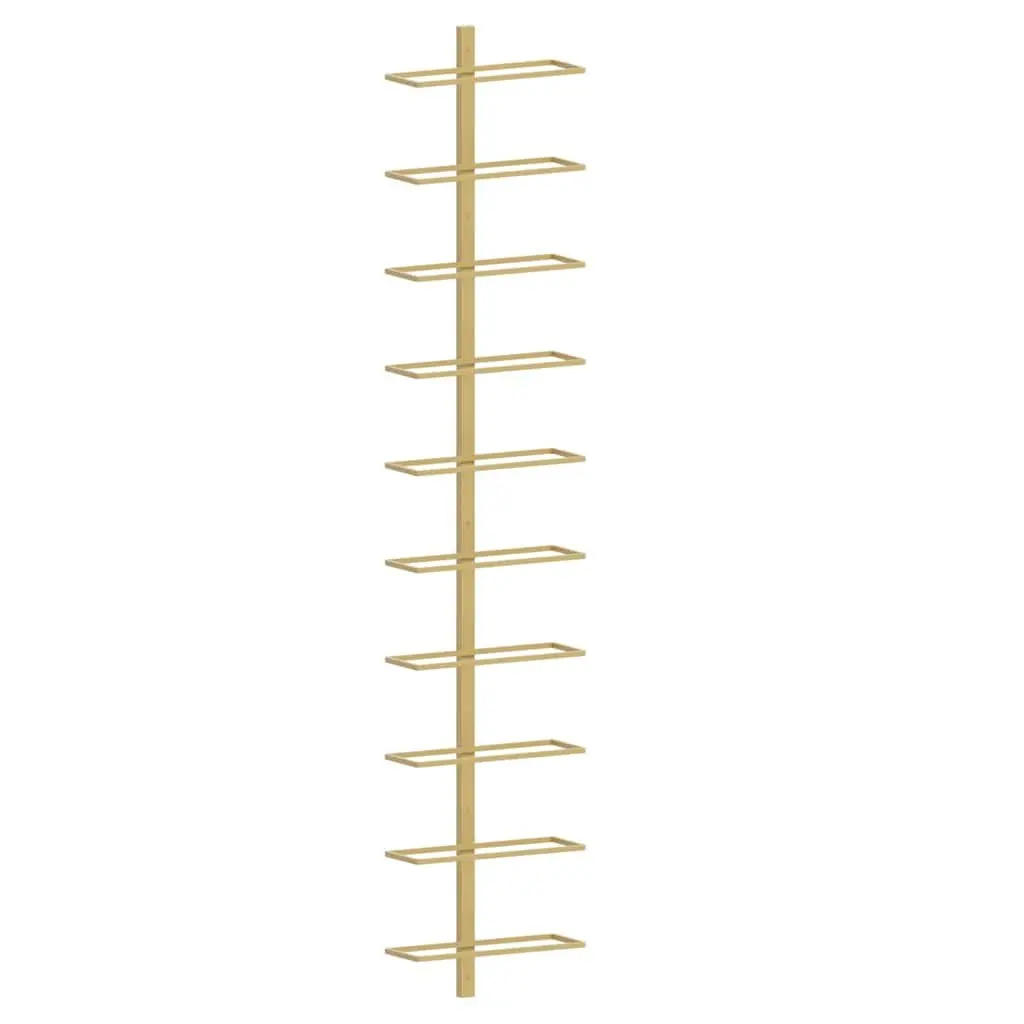 Gold Metal Wall-mounted Wine Rack for 10 Bottles