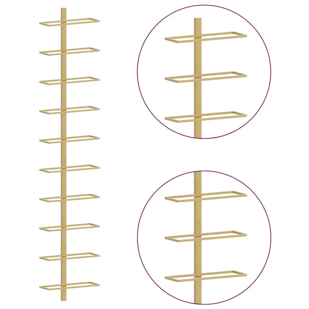 Gold Metal Wall-mounted Wine Rack for 10 Bottles