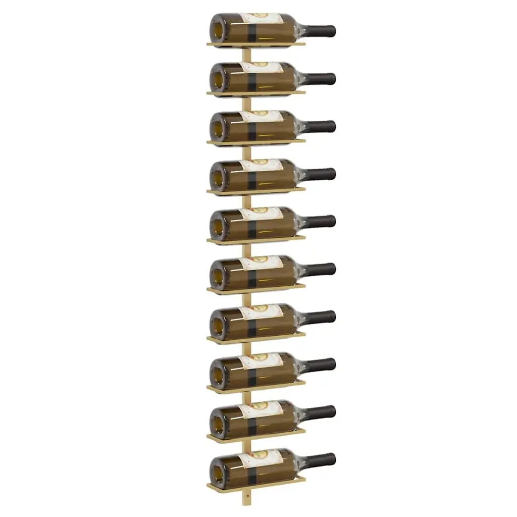 Gold Metal Wall-mounted Wine Rack for 10 Bottles