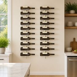 Premium White Metal Wall-mounted Wine Rack Set of 2