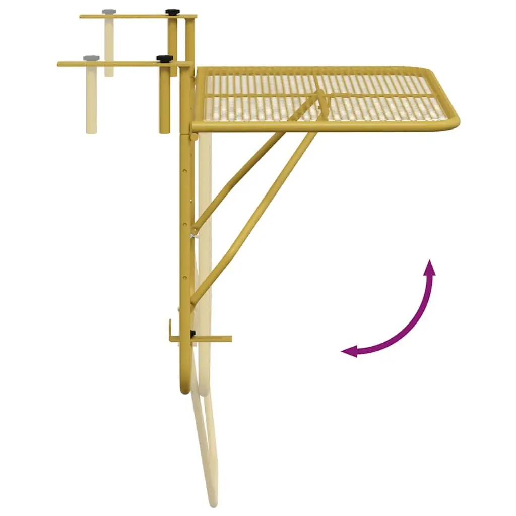 Foldable Gold Steel Balcony Table 60x40cm