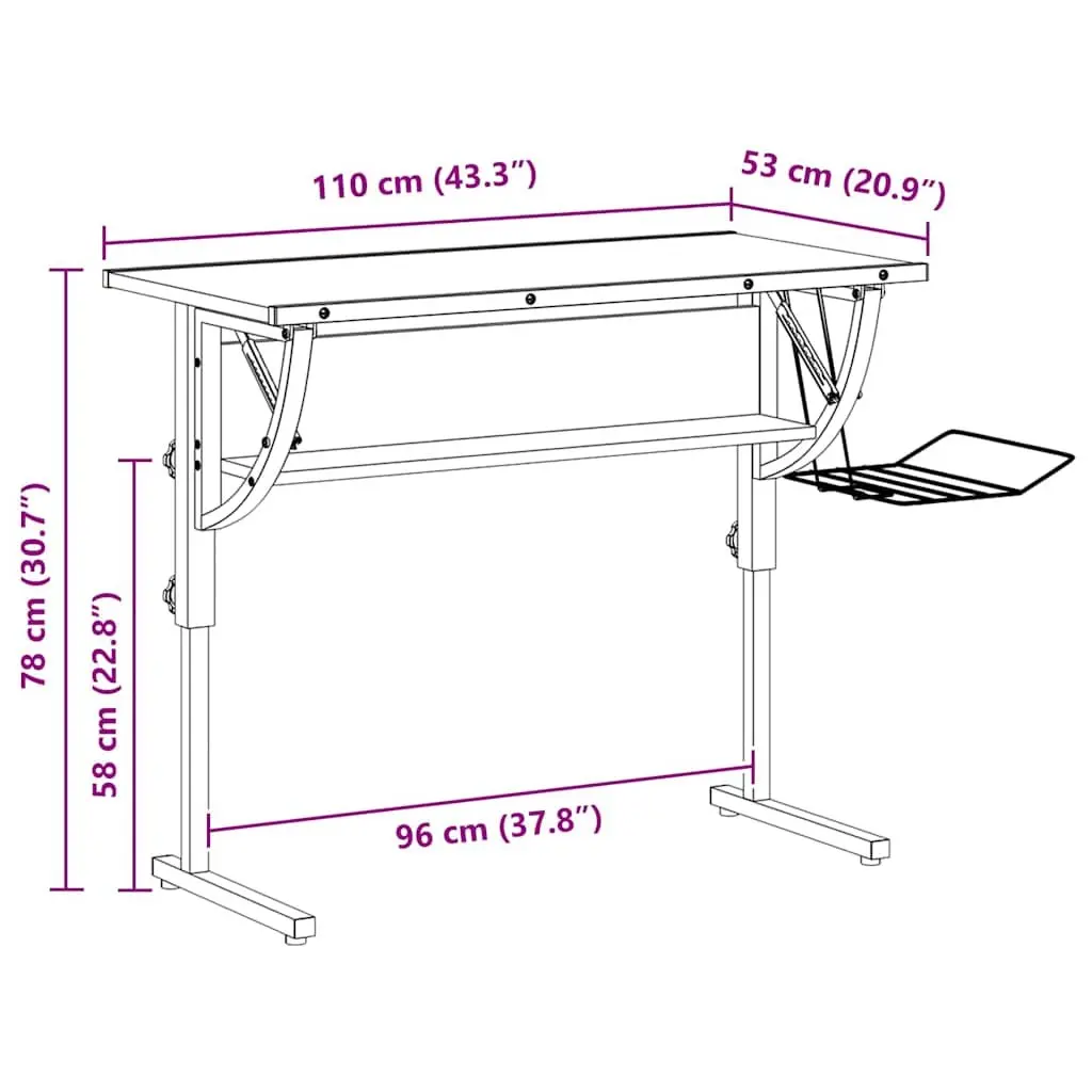 Adjustable Craft Desk in Sonoma Oak Grey