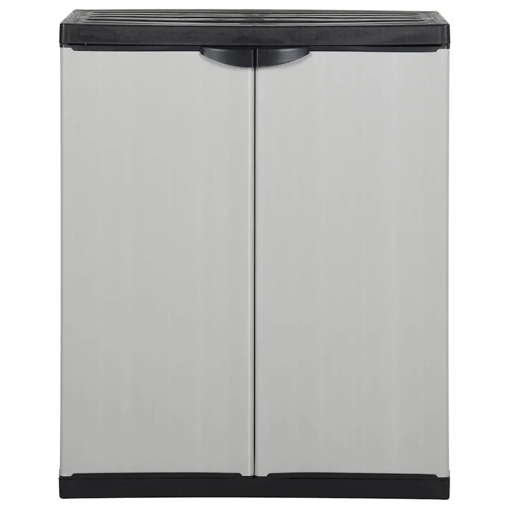 Garden Storage Cabinet PVC Grey 68W x 40D x 85H cm with 1 Shelf Outdoor Patio Deck Lockable Organiser